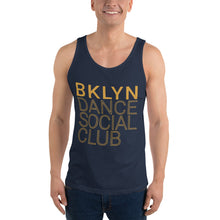 Load image into Gallery viewer, Brooklyn Dance Social Club tank top for dancers men unisex blue yellow
