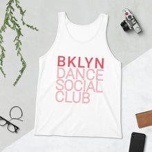 Load image into Gallery viewer, Brooklyn Dance Social Club tank top for dancers men unisex white red
