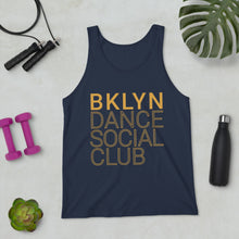 Load image into Gallery viewer, Brooklyn Dance Social Club tank top for dancers men unisex blue yellow
