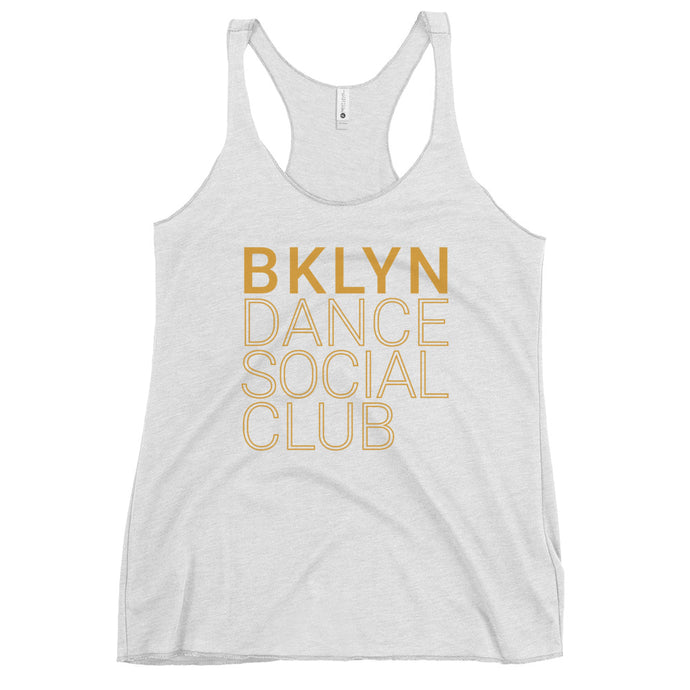 Brooklyn Dance Social Club Racerback tank top for dancers women White Mustard