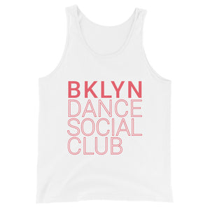 Brooklyn Dance Social Club tank top for dancers men unisex white red