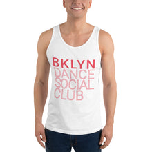 Load image into Gallery viewer, Brooklyn Dance Social Club tank top for dancers men unisex white red
